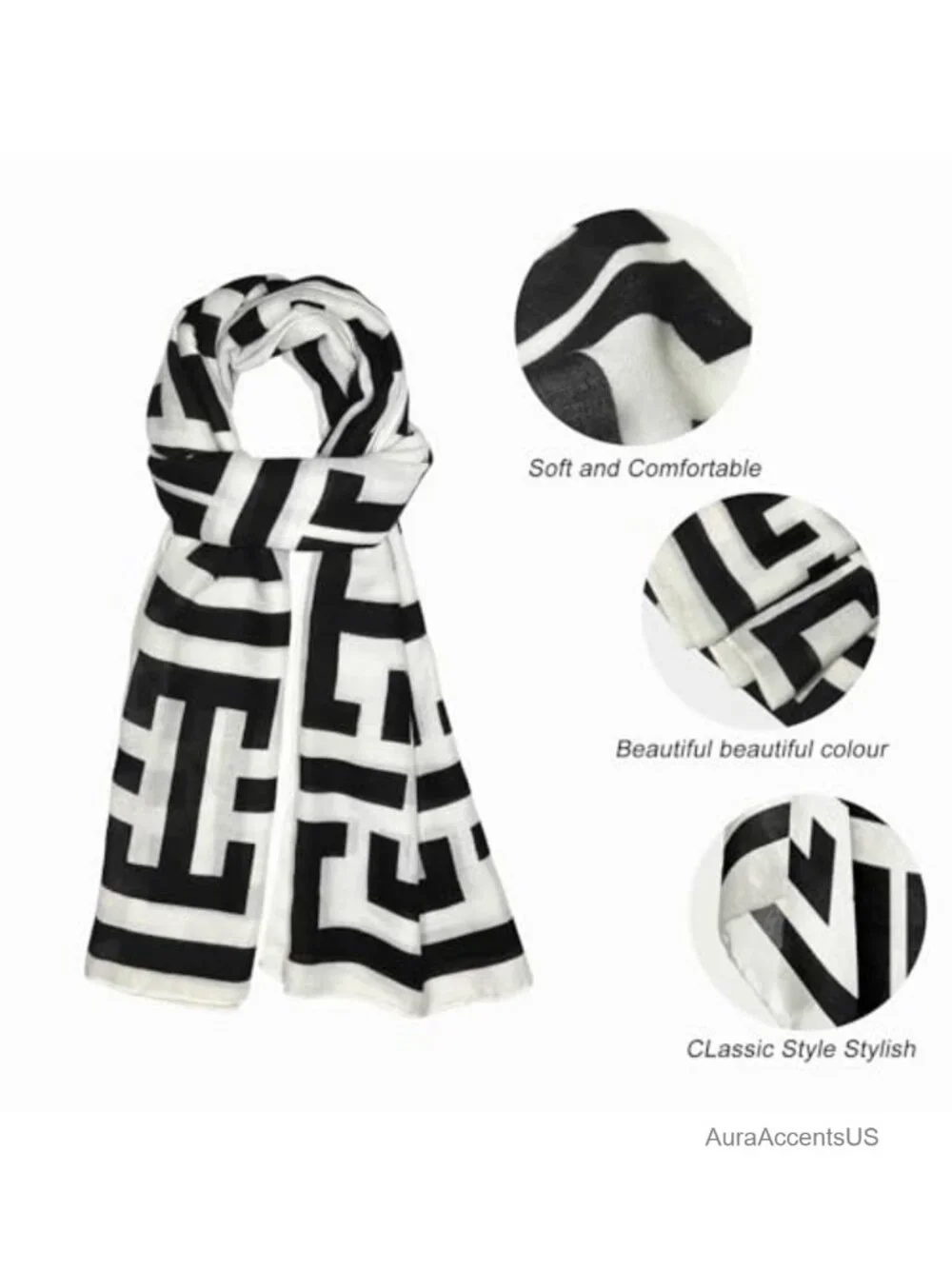 Lightweight Cotton Blend Fashion Scarf, Versatile Shawl Wrap for Women